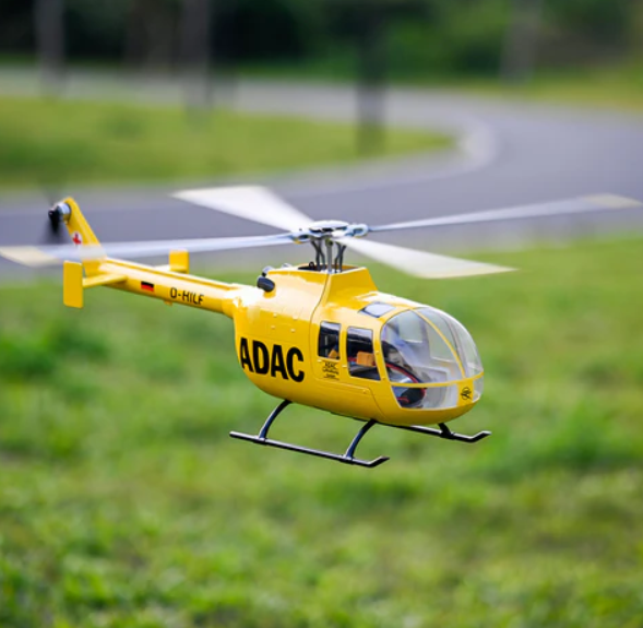 Yellow RC helicopter